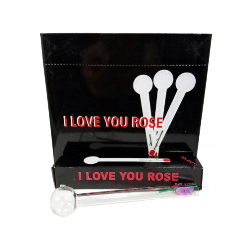 happy valentine glass rose, 4″ 24ct