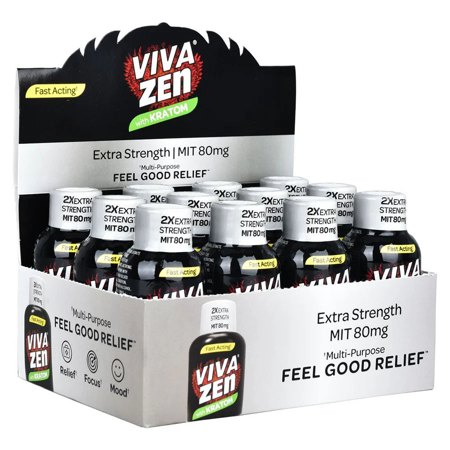 Viva Zen 2x Silver Kratom (Strong Relif) Shot 12 Ct A Box