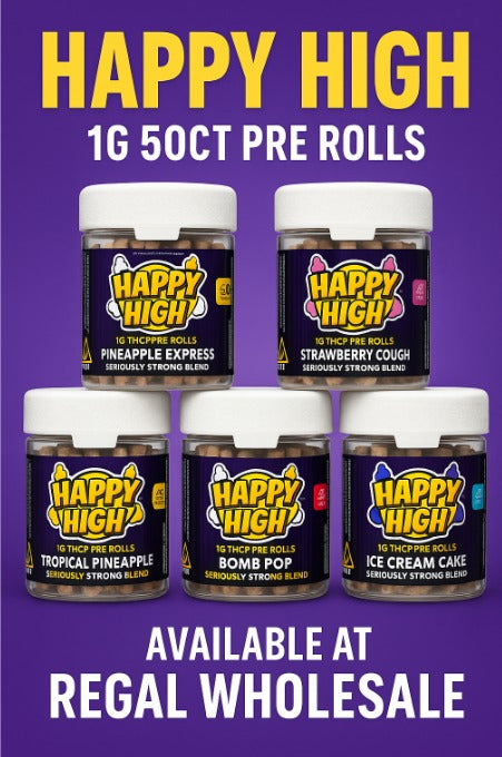 HAPPY HIGH 2G THCP PRE-ROLLS 50ct Jar