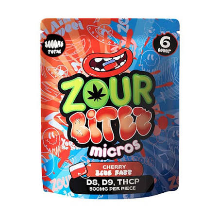 Zour Bitez Micros 3000mg Gummies 6ct | -Cherry Blue Razz